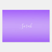Editierbares Lila Violet Ombre & White Text Script Geschenkpapier Set (Vorderseite)