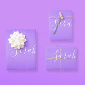 Editierbares Lila Violet Ombre & White Text Script Geschenkpapier Set