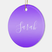 Editierbares Lila Violet Ombre & White Text Script Keramik Ornament (Links)