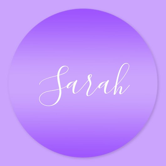 Editierbares Lila Violet Ombre & White Text Script Runder Aufkleber