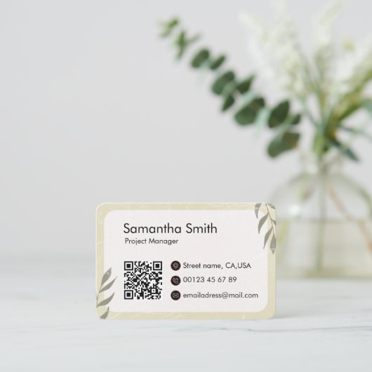 Editierbares LOGO & QR-Code Visitenkarte (Stehend Vorderseite)