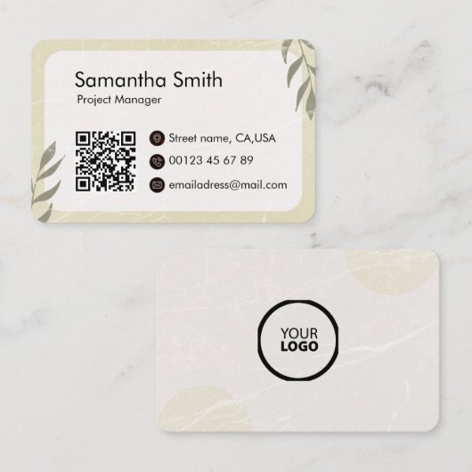 Editierbares LOGO & QR-Code Visitenkarte (Vorne/Hinten)