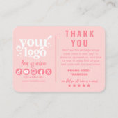 Editierbares Logo Retro Pink Niedlich Dankeschön-P Begleitkarte (Rückseite)