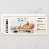 Editierbares Malta Flugzeug Boarding Pass Ticket Einladung (Vorne/Hinten)