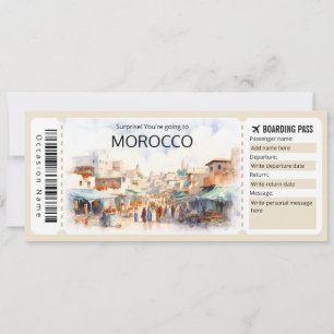 Editierbares Marokko Boarding Pass Flugzeug Ticket Einladung