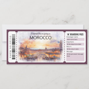 Editierbares Marokko Boarding Pass Flugzeug Ticket Einladung
