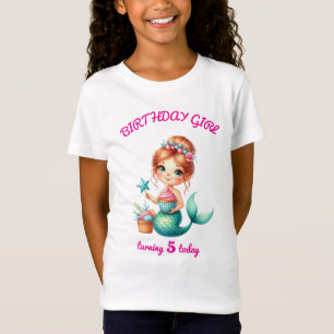 Editierbares Mermaid Geburtstags Mädchen T-Shirt B
