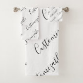 Editierbares modernes Skriptmuster | Schwarz/Weiß Badhandtuch Set (Insitu)