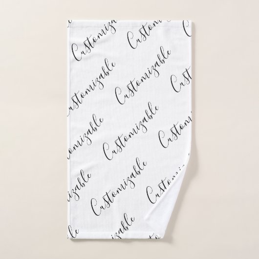 Editierbares modernes Skriptmuster | Schwarz/Weiß Badhandtuch Set (Handtuch)