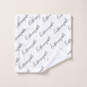 Editierbares modernes Skriptmuster | Schwarz/Weiß Badhandtuch Set (Waschlappen)