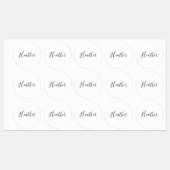 Editierbares modernes Skriptmuster | Schwarz/Weiß Etiketten (Blatt)