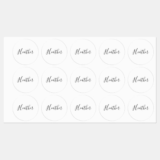 Editierbares modernes Skriptmuster | Schwarz/Weiß Etiketten (Blatt)