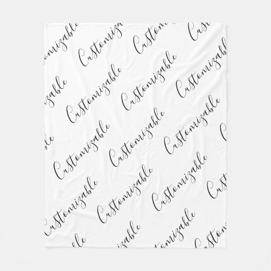 Editierbares modernes Skriptmuster | Schwarz/Weiß Fleecedecke (Vorderseite)