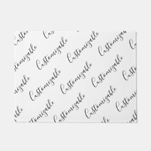 Editierbares modernes Skriptmuster Schwarz/Weiß Fußmatte