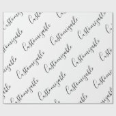 Editierbares modernes Skriptmuster | Schwarz/Weiß Geschenkpapier (Flach)