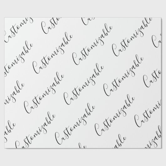 Editierbares modernes Skriptmuster | Schwarz/Weiß Geschenkpapier (Flach)