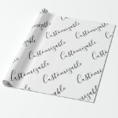 Editierbares modernes Skriptmuster | Schwarz/Weiß Geschenkpapier (Ungerollt)