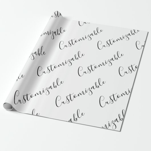 Editierbares modernes Skriptmuster | Schwarz/Weiß Geschenkpapier (Ungerollt)