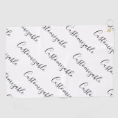 Editierbares modernes Skriptmuster | Schwarz/Weiß Golfhandtuch (Horizontal)