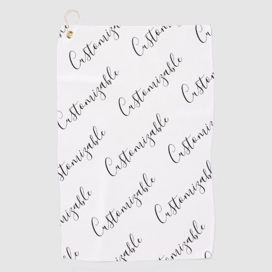 Editierbares modernes Skriptmuster | Schwarz/Weiß Golfhandtuch (Vorderseite)