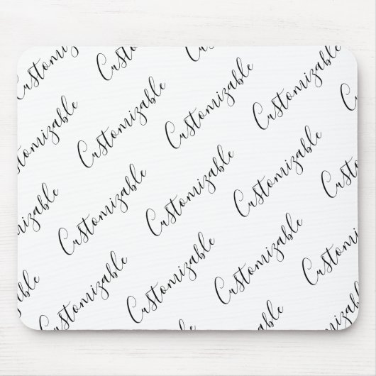 Editierbares modernes Skriptmuster | Schwarz/Weiß Mousepad (Vorne)