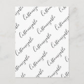 Editierbares modernes Skriptmuster | Schwarz/Weiß Postkarte (Vorderseite)