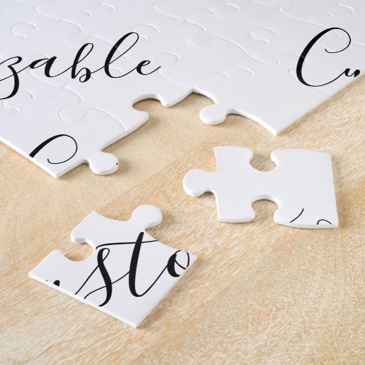 Editierbares modernes Skriptmuster | Schwarz/Weiß Puzzle (Seite)