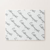 Editierbares modernes Skriptmuster | Schwarz/Weiß Puzzle (Horizontal)