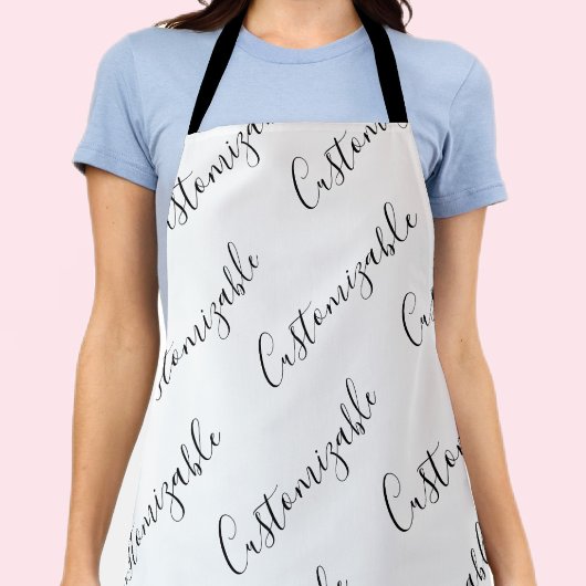 Editierbares modernes Skriptmuster | Schwarz/Weiß Schürze