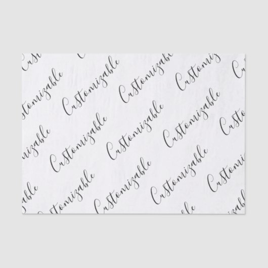 Editierbares modernes Skriptmuster | Schwarz/Weiß Seidenpapier (Vorderseite)