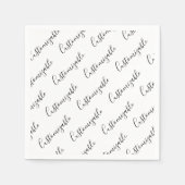 Editierbares modernes Skriptmuster | Schwarz/Weiß Serviette (Vorderseite)