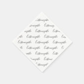 Editierbares modernes Skriptmuster | Schwarz/Weiß Serviette (Ecke)