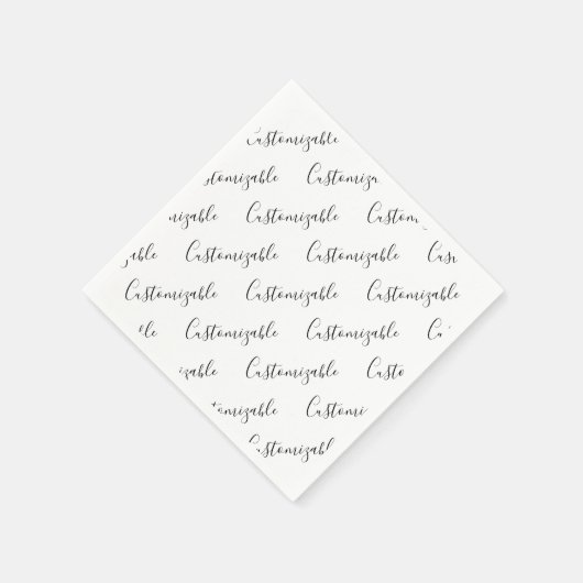 Editierbares modernes Skriptmuster | Schwarz/Weiß Serviette (Ecke)