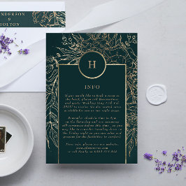 Editierbares Monogramm aus Gold und Grün Begleitkarte