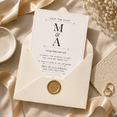 Editierbares Monogramm Minimal Luxus Save The Date Einladung