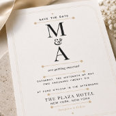 Editierbares Monogramm Minimal Luxus Save The Date Einladung