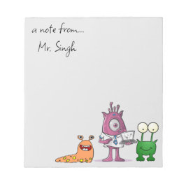 Editierbares Monster-Editor für männliche Lehrer Notizblock