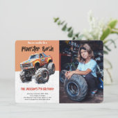 Editierbares Monster Truck Birthday Foto Einladung (Stehend Vorderseite)