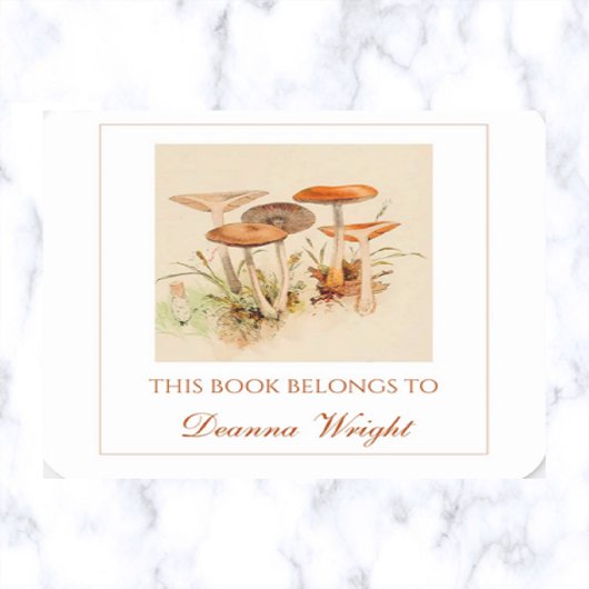 Editierbares Mushroom-Buchzeichen Quadratischer Aufkleber