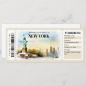 Editierbares New York Boarding Pass Flugzeug Ticke Einladung (Vorne/Hinten)