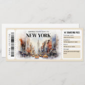 Editierbares New York Boarding Pass Flugzeug Ticke Einladung (Vorne/Hinten)