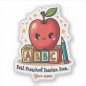 Editierbares Niedlich Teacher Apple Design Aufkleber (Vorderseite)