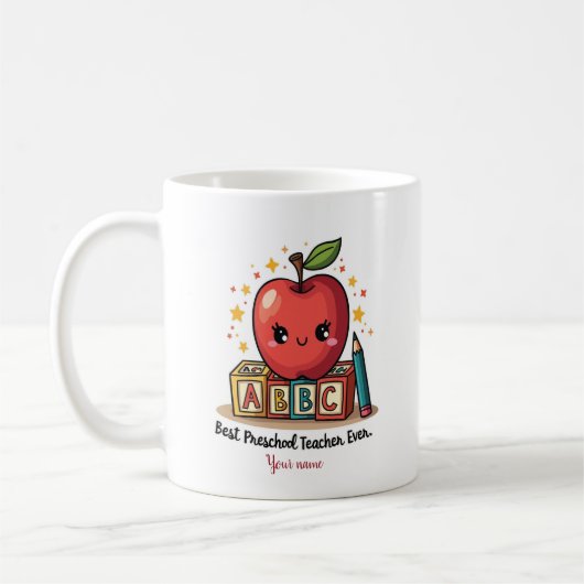 Editierbares Niedlich Teacher Apple Design Kaffeetasse (Links)
