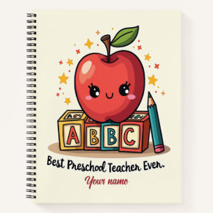 Editierbares Niedlich Teacher Apple Design Notizblock