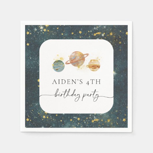 Editierbares Outerspace Party Napkins Serviette (Vorderseite)