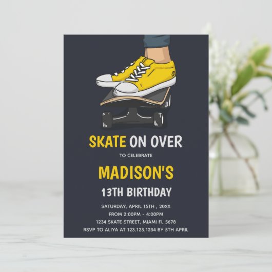 Editierbares Party für Coole Skater - Einladung fü (Stehend Vorderseite)