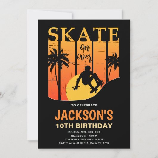 Editierbares Party für Coole Skater - Einladung fü (Vorderseite)