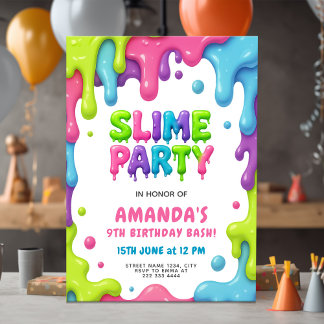 Editierbares Party für Slime-Themed Kindergeburtst Einladung