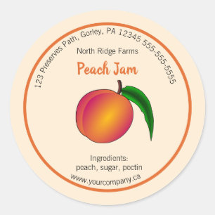 Editierbares Peach-Jam-Label Runder Aufkleber