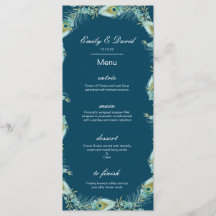 Editierbares Pfauenmenü, Hochzeitmenü, Babydusche